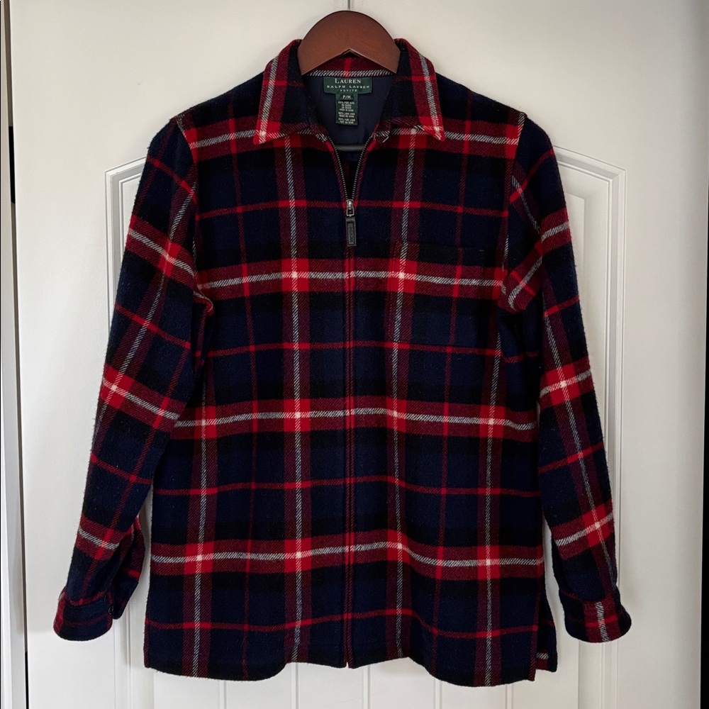 Ralph Lauren Navy & Red Plaid Zip-Front Jacket